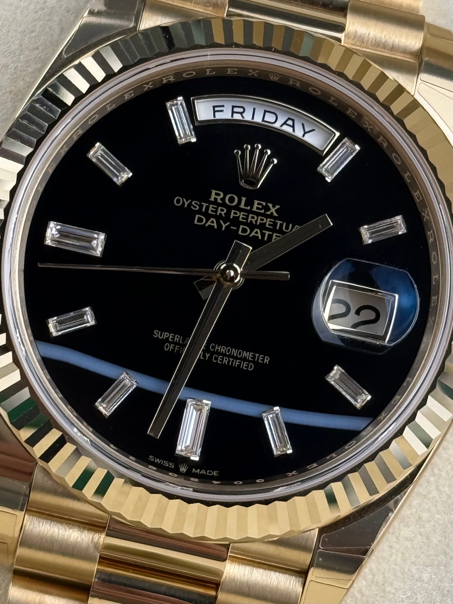 Rolex Day-Date black onyx baguette - 40mm - Ref; 228238-0059