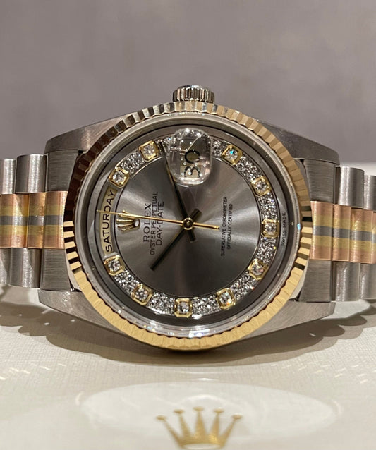 Rolex Day-Date Tridor Diamonds Dial 36MM 18239B - TimeZone Watches